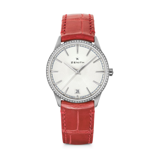 Zenith ELITE CLASSIC 36 mm Silver Dial with Diamonds Stainless Steel   Leather Strap 16.3200.670/01.C831