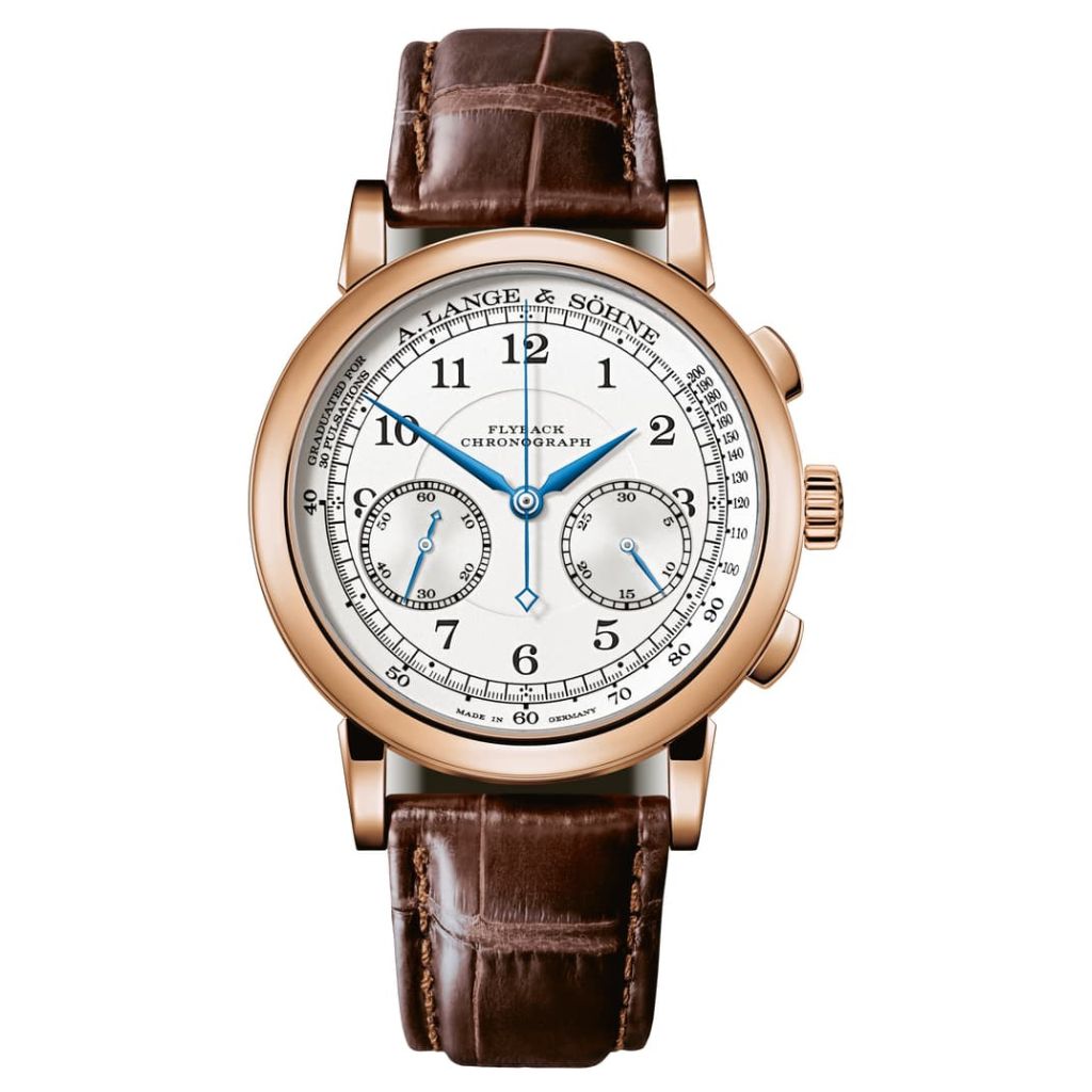 A. Lange & Sohne 1815 Chronograph 39.5 mm Silver Dial 18K Pink Gold   Leather Strap 414.032 / LSLS4144AG