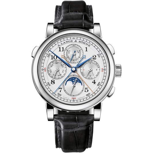 A. Lange & Sohne 1815 Rattrapante Perpetual Calendar 41.9 mm Silver Dial Platinum   Leather Strap 421.025FE / LSLS4212AB
