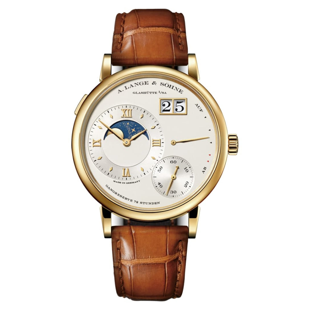 A. Lange & Sohne GRAND LANGE 1 MOON PHASE 41 mm Silver Dial 18k Yellow Gold   Leather Strap 139.021 / LSLS1391AA