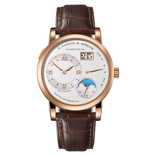 A. Lange & Sohne LANGE 1 MOON PHASE 38.5 mm Silver Dial 18K Pink Gold   Leather Strap 192.032 / LSLS1924AD