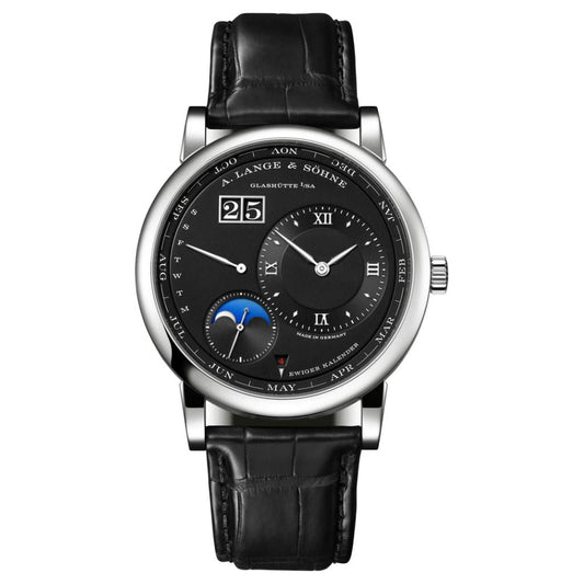 A. Lange & Sohne LANGE 1 PERPETUAL CALENDAR 41.9 mm Black Dial Platinum   Leather Strap 345.036 E / LSLS3452AA