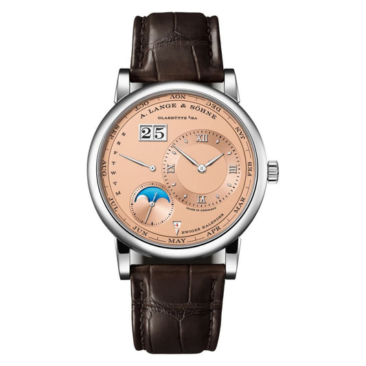 A. Lange & Sohne LANGE 1 PERPETUAL CALENDAR 41.9 mm Pink Dial 18K White Gold   Leather Strap 345.056 E / LSLS3453AA
