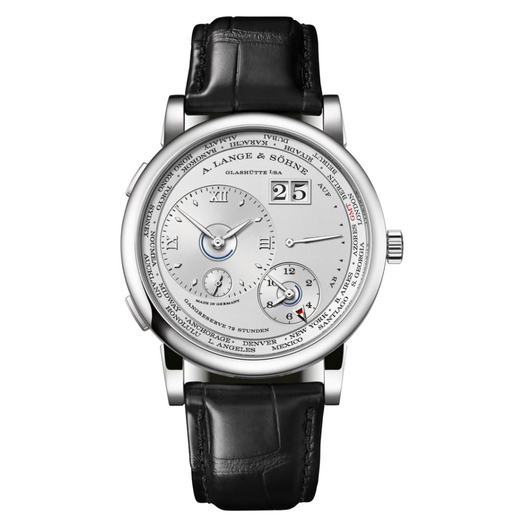 A. Lange & Sohne LANGE 1 TIME ZONE 41.9 mm Silver Dial Platinum   Leather Strap 136.025 / LSLS1362AA