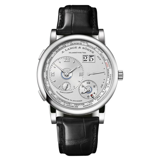 A. Lange & Sohne LANGE 1 TIME ZONE 41.9 mm Silver Dial Platinum   Leather Strap 136.025 / LSLS1362AA
