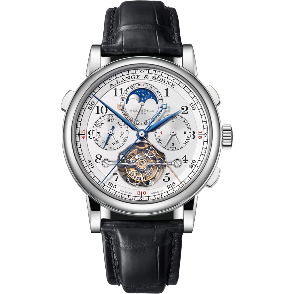 A. Lange & Sohne Tourbograph Perpetual “Pour Le Mérite” 43 mm Silver Dial Platinum   Leather Strap 706.025FE / LSLS7062AC