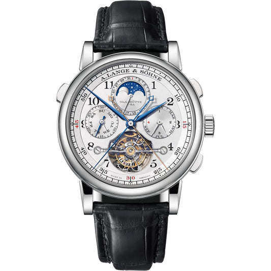 A. Lange & Sohne Tourbograph Perpetual “Pour Le Mérite” 43 mm Silver Dial Platinum   Leather Strap 706.025FE / LSLS7062AC