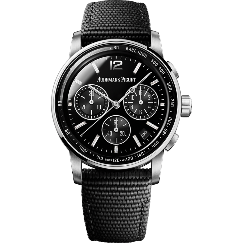 Audemars Piguet Code 11.59 by Audemars Piguet Selfwinding Chronograph 41 mm Black Dial with Diamonds 18-Carat White Gold Rubber-Coated Strap 26393BC.OO.A002KB.02