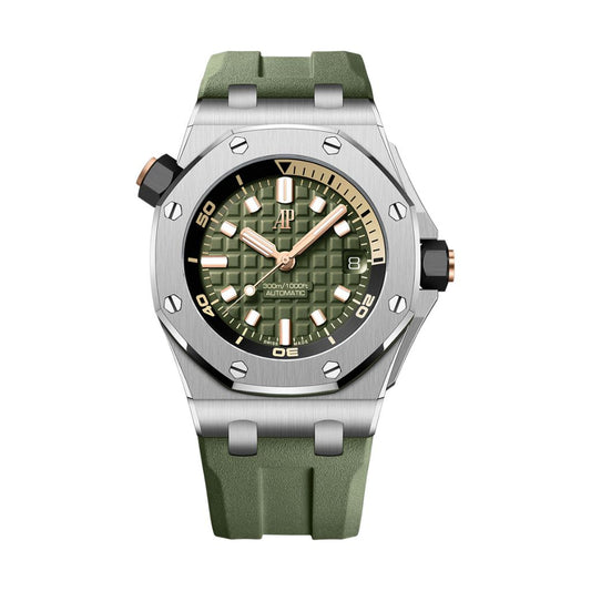 Audemars Piguet Royal Oak Offshore Diver 42 mm Khaki Green Dial Stainless Steel Rubber Strap 15720ST.OO.A052CA.01