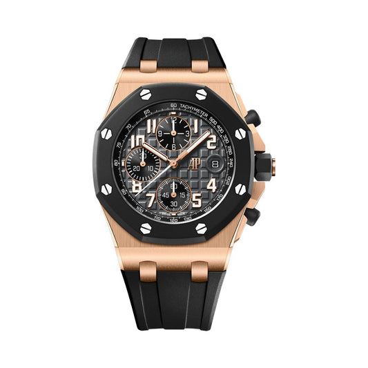 Audemars Piguet Royal Oak Offshore Selfwinding Chronograph 42 mm Dark Grey Dial 18-Carat Pink Gold Rubber Strap 26238OK.OO.A002CA.01