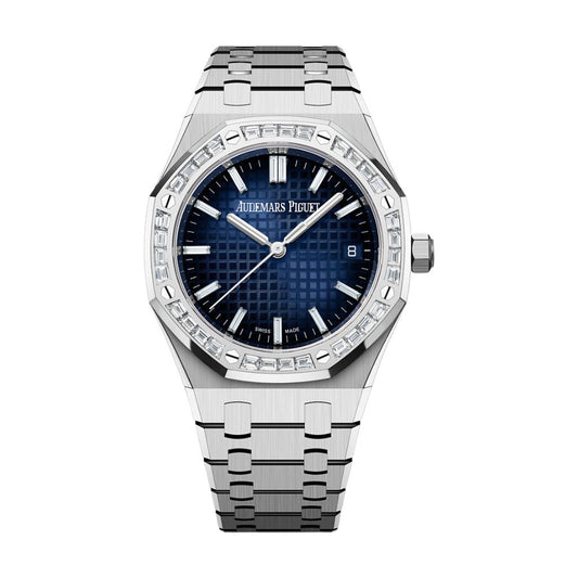 Audemars Piguet Royal Oak Selfwinding 34 mm Blue Dial with Diamonds 18-Carat White Gold Bracelet 77451BC.ZZ.1361BC.01
