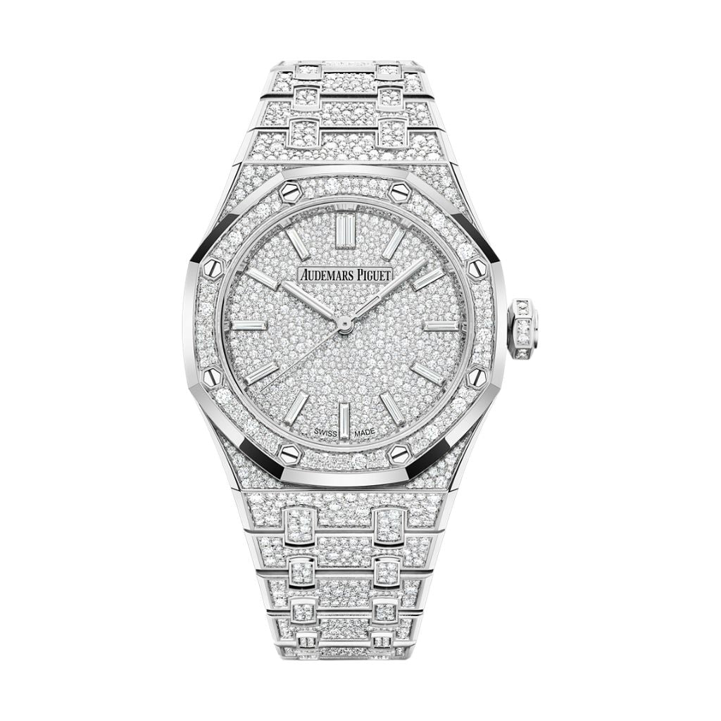 Audemars Piguet Royal Oak Selfwinding 37 mm Diamond Paved Dial 18-Carat White Gold Bracelet 15552BC.ZZ.1358BC.01