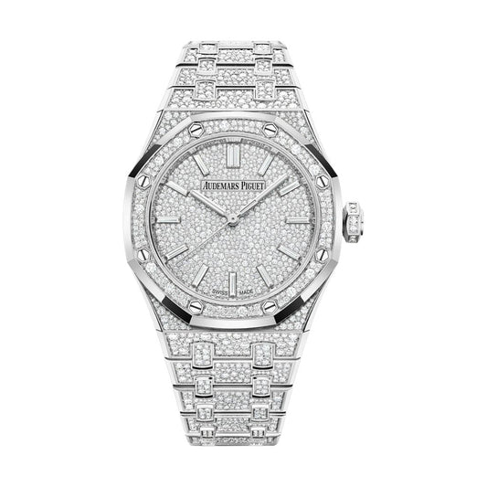 Audemars Piguet Royal Oak Selfwinding 37 mm Diamond Paved Dial 18-Carat White Gold Bracelet 15552BC.ZZ.1358BC.01