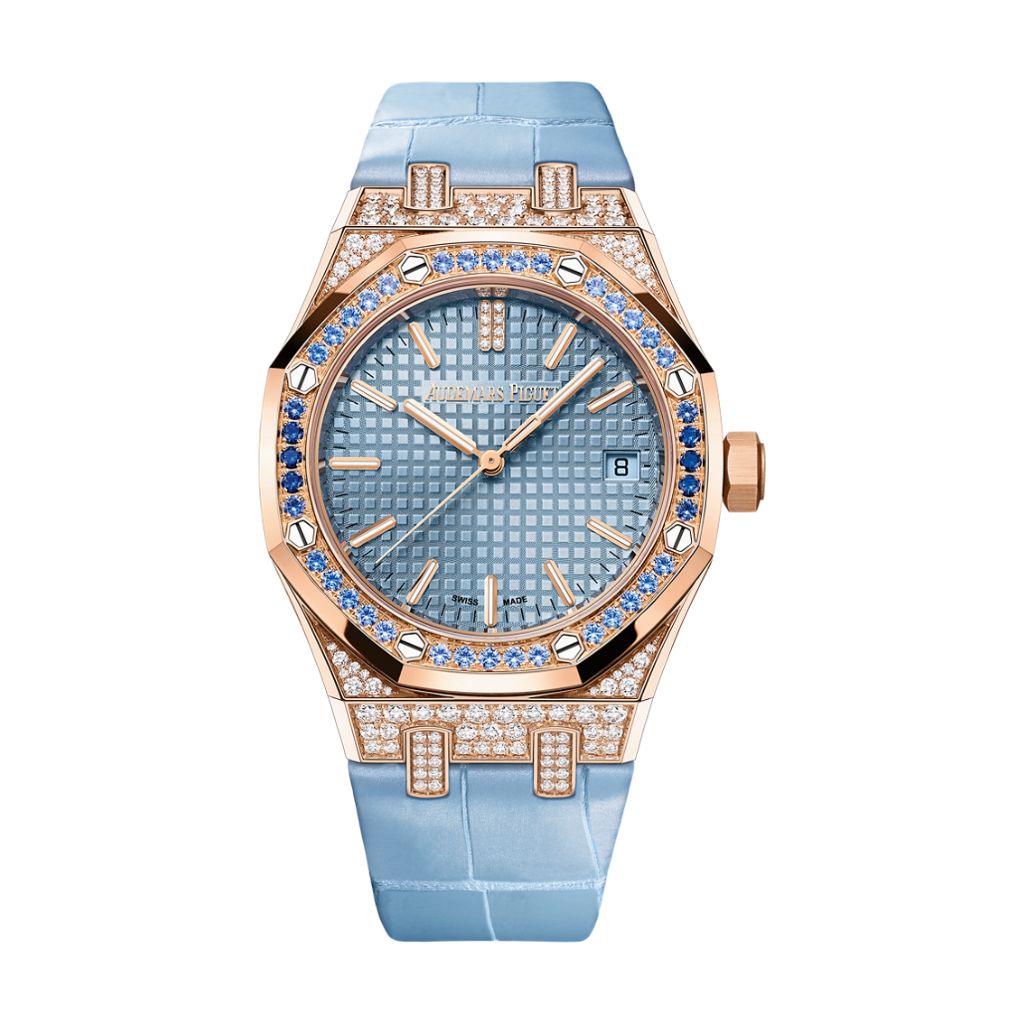 Audemars Piguet Royal Oak Selfwinding 37 mm Light Blue Dial with Diamonds 18-Carat Pink Gold   Strap 15551OR.ZS.D344CR.01
