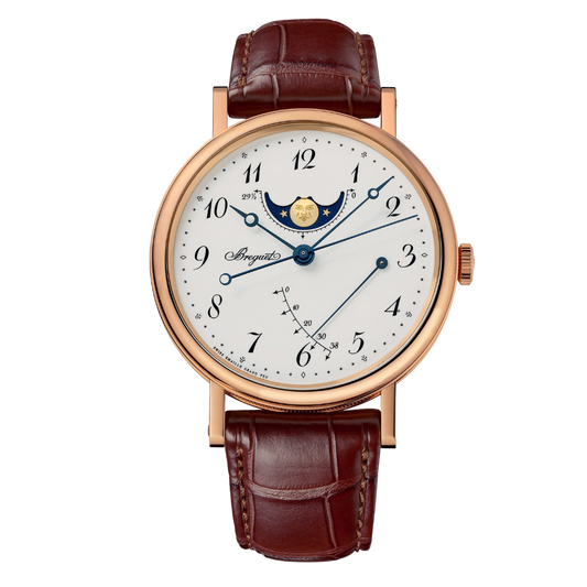 Breguet Classique Phase de Lune 7787 39 mm White Dial 18k Rose Gold Leather Strap 7787BR/29/9V6