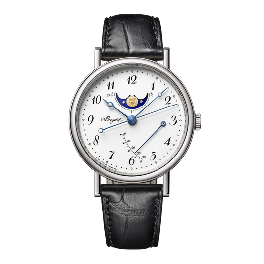 Breguet Classique Phase de Lune 7787 39 mm White Dial 18k White Gold Leather Strap 7787BB/29/9V6