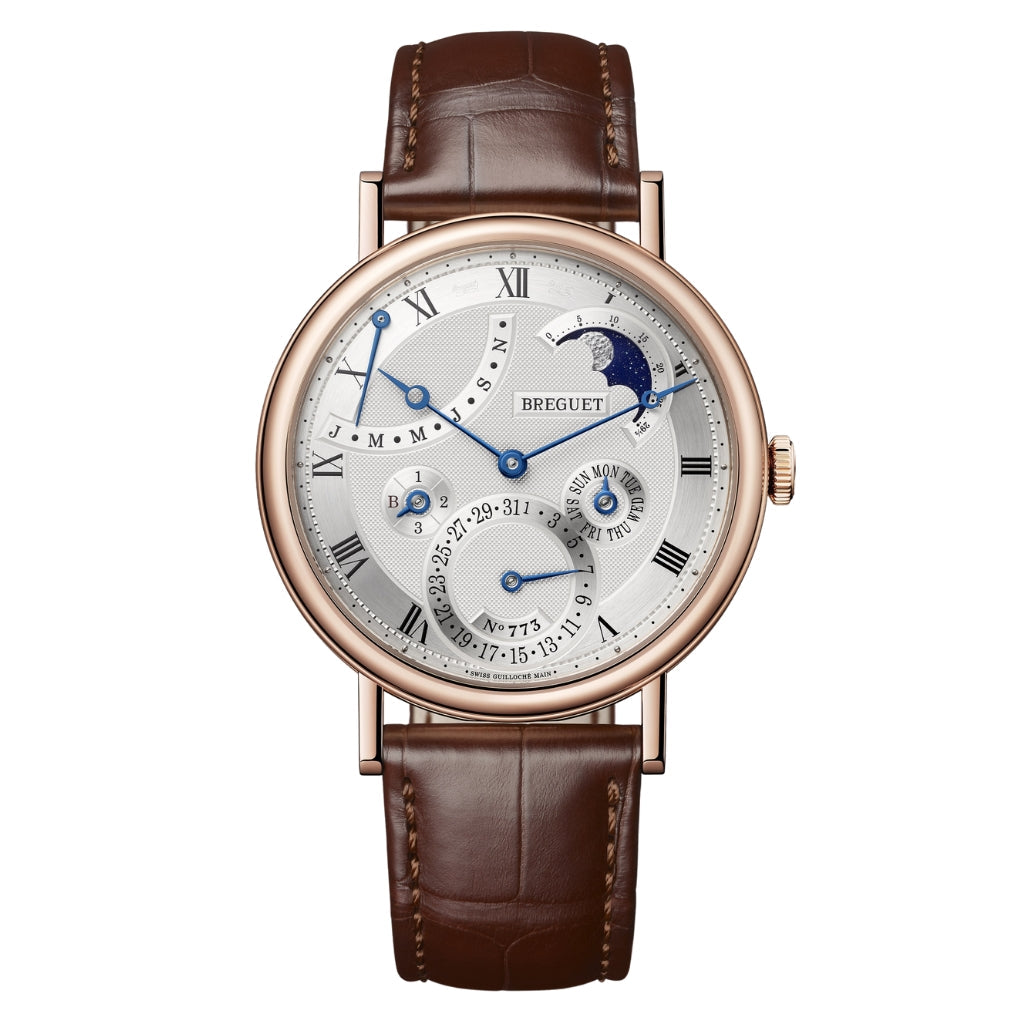 Breguet Classique Quantième Perpétuel 7327 39 mm Silver Dial 18K Rose Gold Leather Strap 7327BR/11/9VU