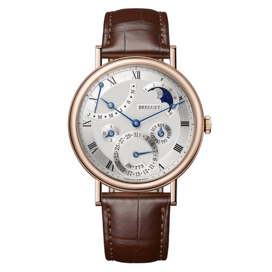 Breguet Classique Quantième Perpétuel 7327 39 mm Silver Dial 18K Rose Gold Leather Strap 7327BR/11/9VU