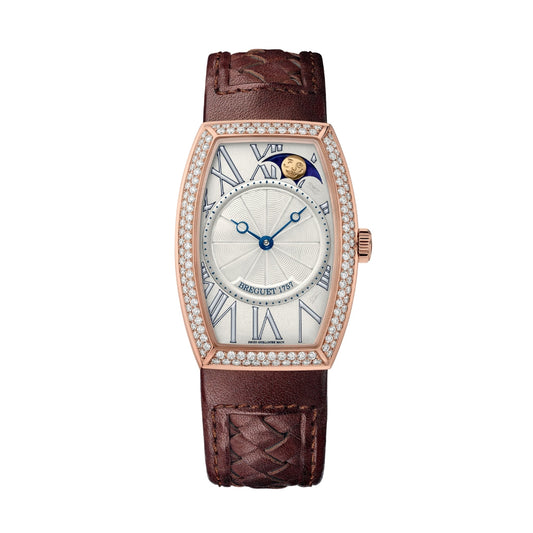 Breguet Héritage 35 x 25 mm Silver Dial with Diamonds 18k Rose Gold Brown Leather Strap 8861BR/11/386/D000