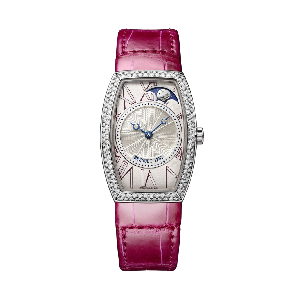 Breguet Héritage 35 x 25 mm Silver Dial with Diamonds White Gold Red Leather Strap 8861BB/15/986/D000