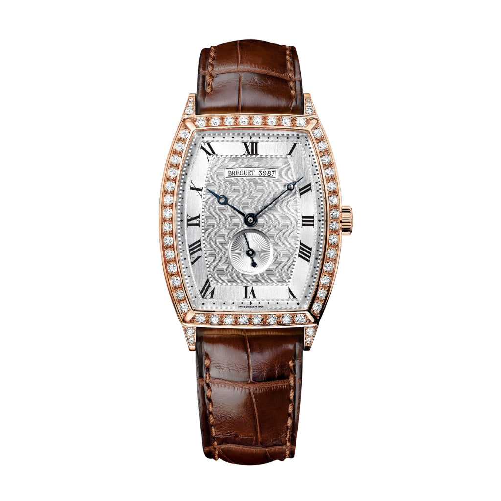 Breguet Héritage 35 x 29.60 mm Silver Dial with Diamonds 18k Rose Gold Brown Leather Strap 3661BR/12/984/DD00
