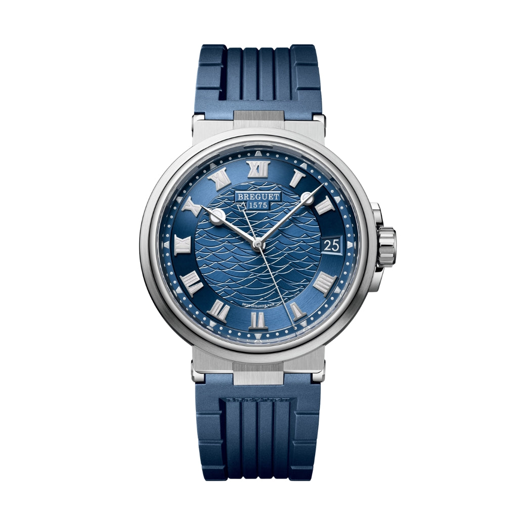 Breguet Marine 40 mm Blue Dial White Gold Blue Rubber Strap 5517BB/Y2/5ZU