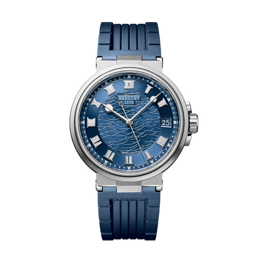 Breguet Marine 40 mm Blue Dial White Gold Blue Rubber Strap 5517BB/Y2/5ZU