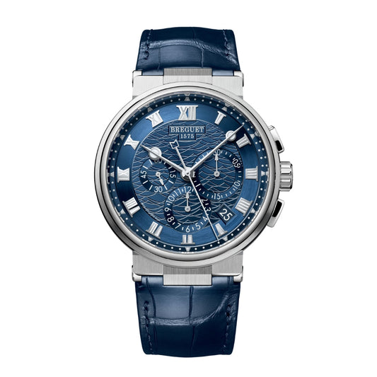 Breguet Marine 42.3 mm Blue Dial White Gold Blue Leather Strap 5527BB/Y2/9WV