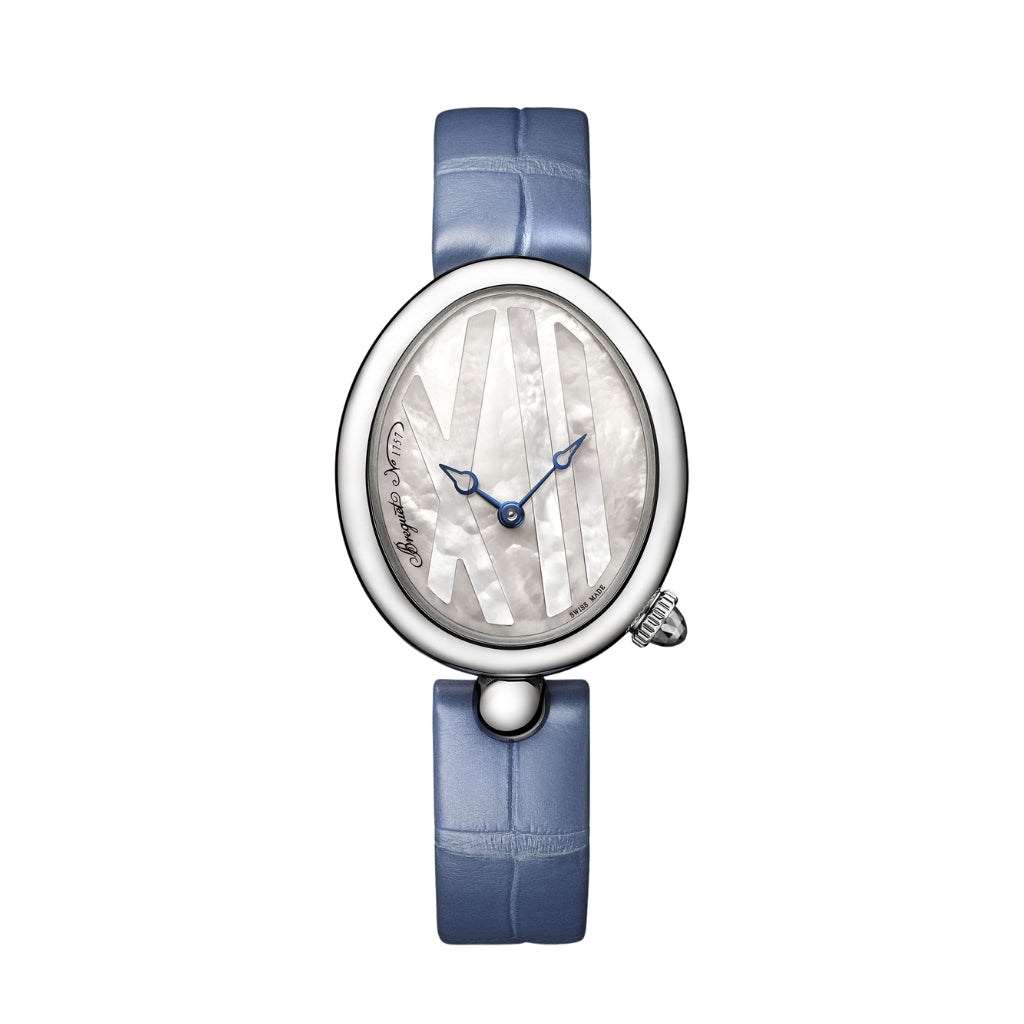 Breguet Reine 32.7 x 27.3 mm White Mother-Of-Pearl Dial Stainless Steel Blue Leather Strap 9807ST/5W/922