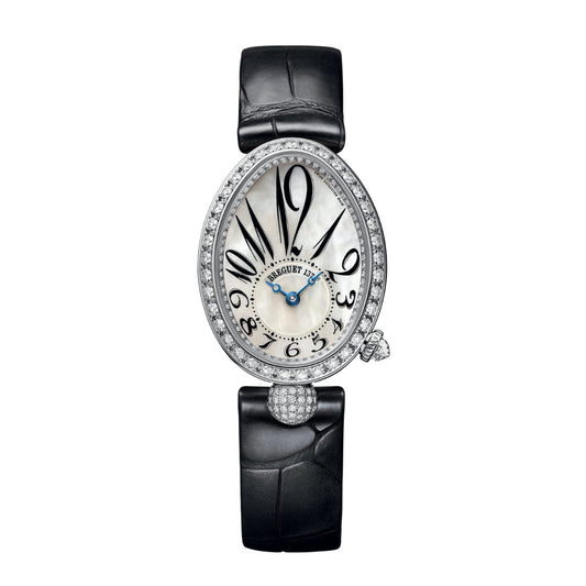 Breguet Reine 33 x 24.95 mm White  Dial with Diamonds White Gold Black Leather Strap 8928BB/5W/944/DD0D3L