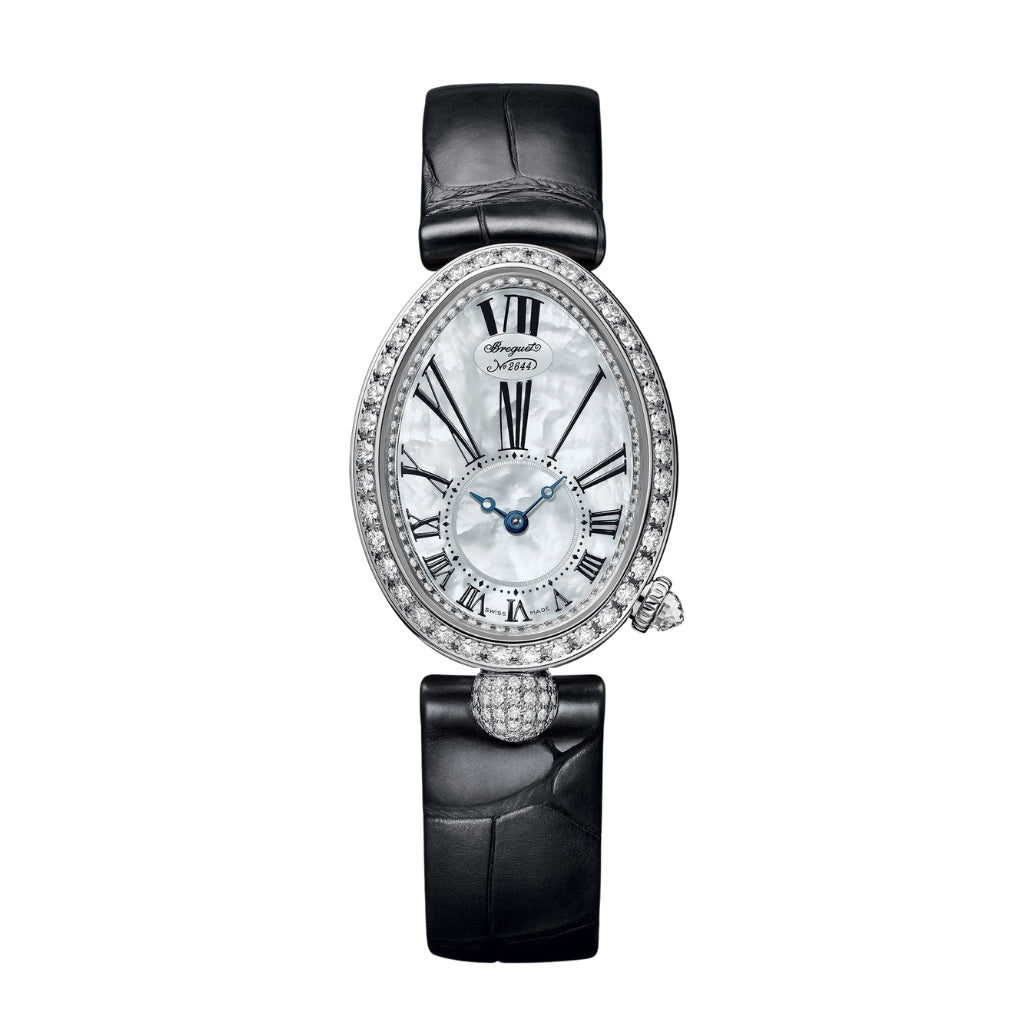 Breguet Reine 33 x 24.95 mm White Mother-Of-Pearl Dial with Diamonds White Gold Black Leather Strap 8928BB/51/944/DD0D3L