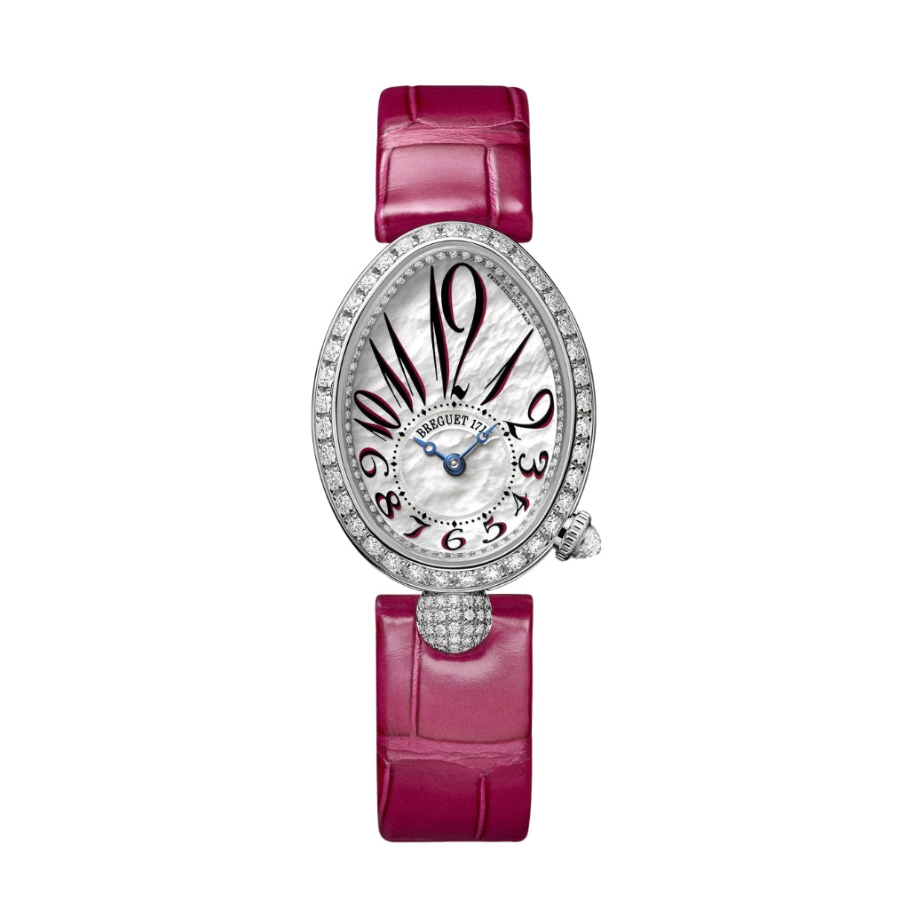 Breguet Reine 33 x 24.95 mm White Mother-Of-Pearl Dial with Diamonds White Gold Red Leather Strap 8928BB/5P/944 /DD0D3L