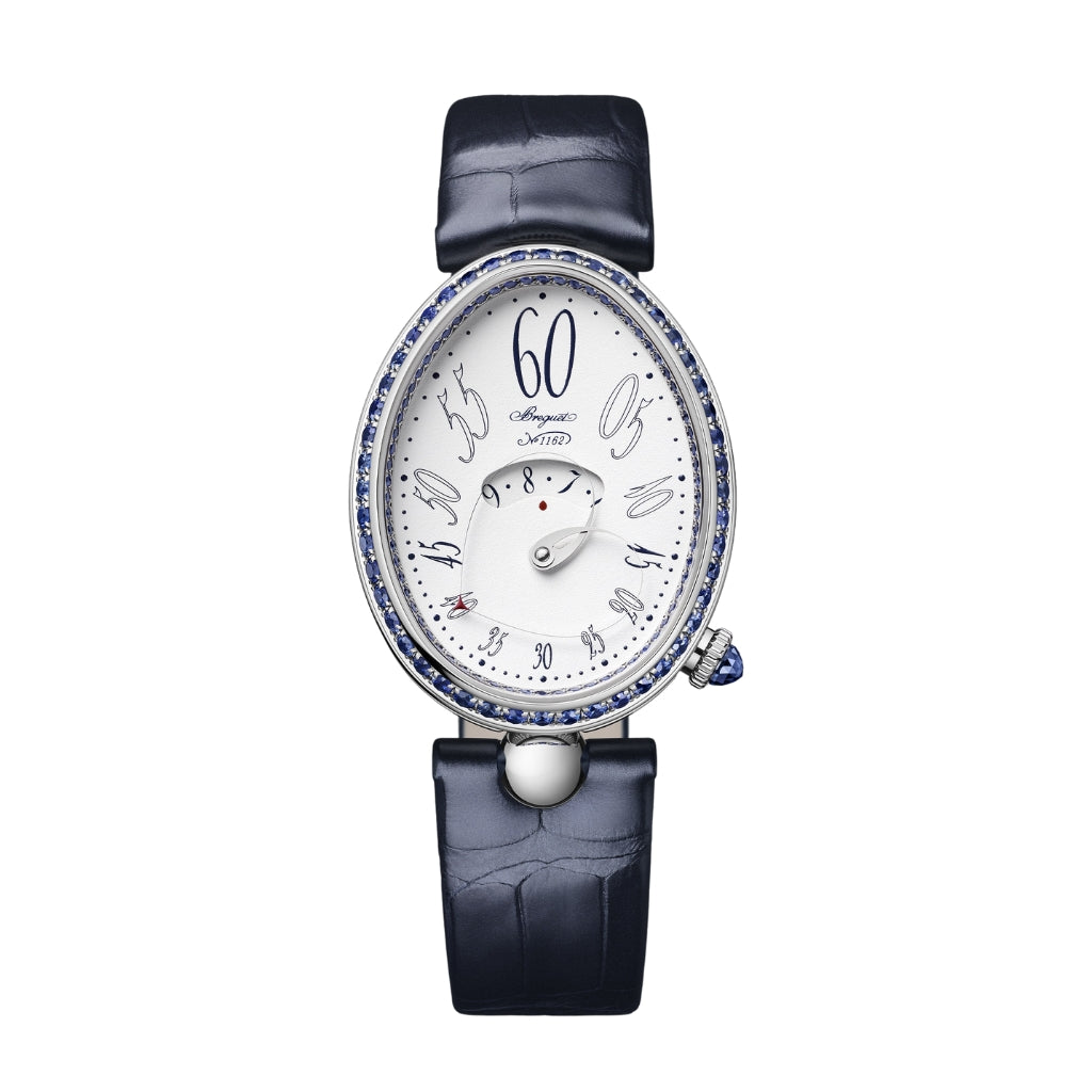 Breguet Reine 36.5 x 28.45 mm White Dial with Diamonds White Gold Black Leather Strap 9838BB/B8/364/S00S