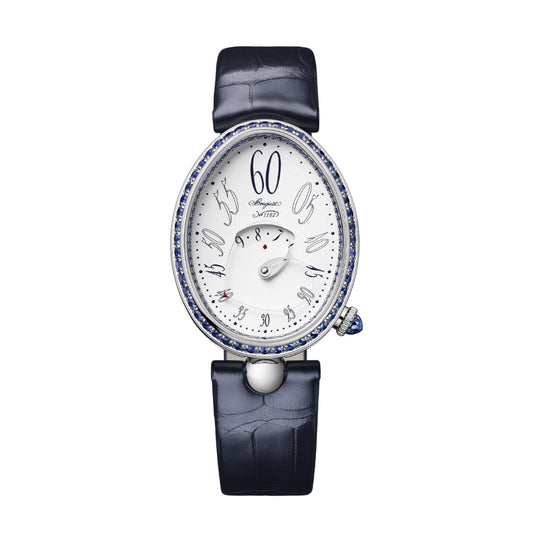 Breguet Reine 36.5 x 28.45 mm White Dial with Diamonds White Gold Black Leather Strap 9838BB/B8/364/S00S