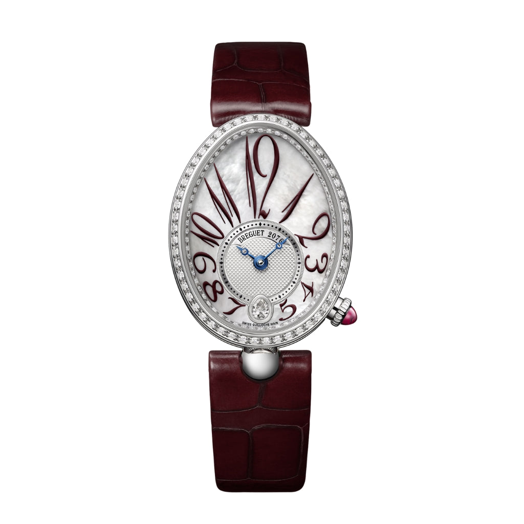 Breguet Reine 36.5 x 28.45mm White Dial with Diamonds White Gold Dark Brown Leather Strap 8918BB/5P/964/D00D3L