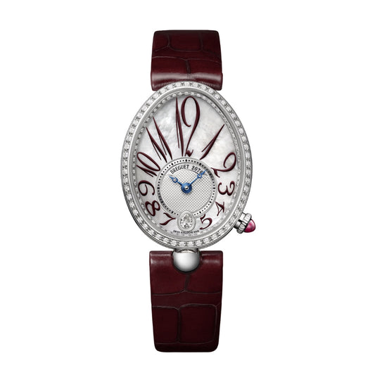 Breguet Reine 36.5 x 28.45mm White Dial with Diamonds White Gold Dark Brown Leather Strap 8918BB/5P/964/D00D3L