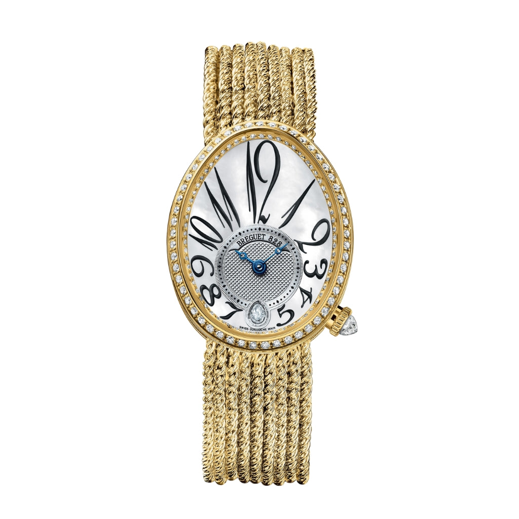 Breguet Reine 36.5 x 28.45mm White Mother-Of-Pearl Dial with Diamonds 18k Yellow Gold Bracelet 8918BA/58/J39/D00D
