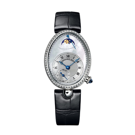 Breguet Reine 36.50 x 28.45 mm White Mother-Of-Pearl Dial with Diamonds White Gold Black Leather Strap 8908BB/52/964/D00D3L