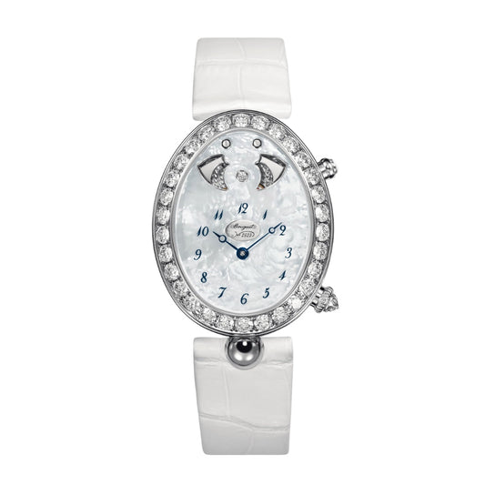 Breguet Reine 38.45 x 30.40 mm White Mother-Of-Pearl Dial with Diamonds White Gold White Leather Strap 8978BB/58/974/D00D3L