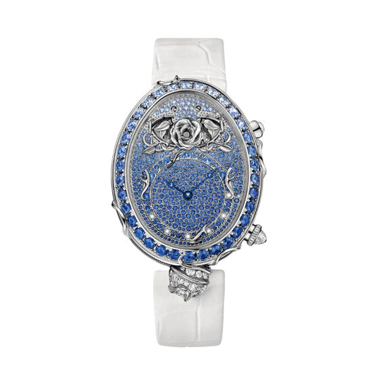 Breguet Reine  40.10 x 32 mm Diamond Paved Dial White Gold White Leather Strap 8973BB/6S/8H4/SD0D3L