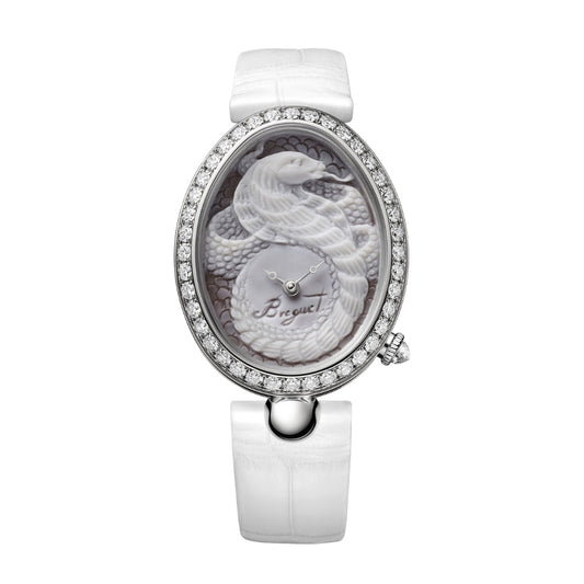 Breguet Reine 40 x 31.95 mm White Dial with Diamonds White Gold White Leather Strap 8958BB/55/974 13/D00D