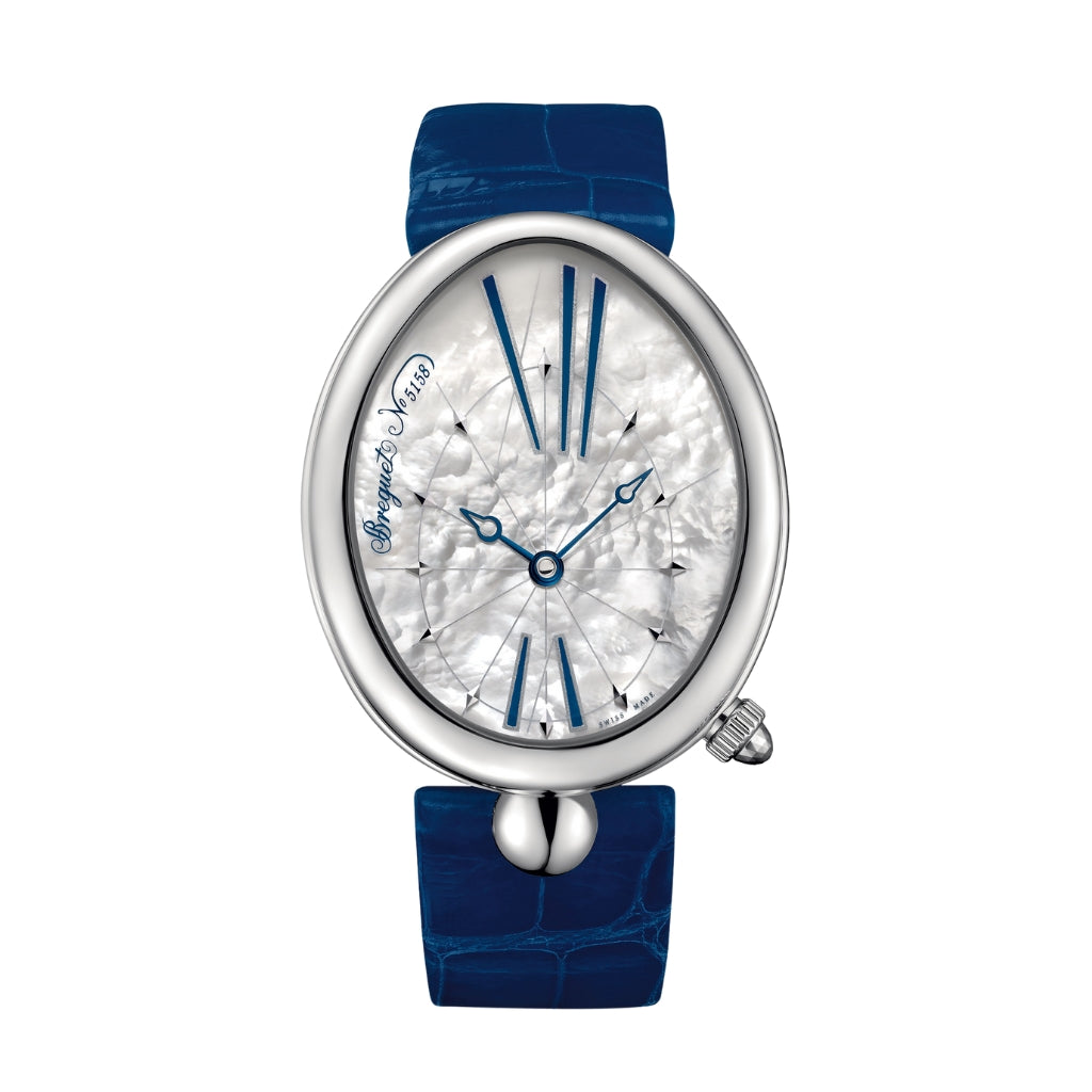 Breguet Reine 43.75 x 35.50 mm White Mother-Of-Pearl Dial Stainless Steel Blue Leather Strap 8967ST/51/986
