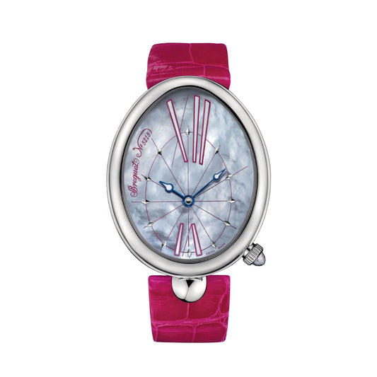 Breguet Reine 43.75 x 35.50 mm White Mother-Of-Pearl Dial Stainless Steel Red Leather Strap 8967ST/G1/986