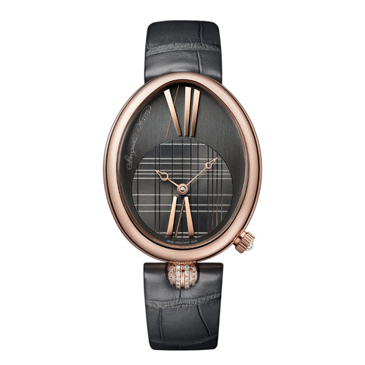 Breguet Reine 43 x 34,95 mm Grey Dial with Diamonds 18k Rose Gold Black Leather Strap 8968BR/X1/986/0D00