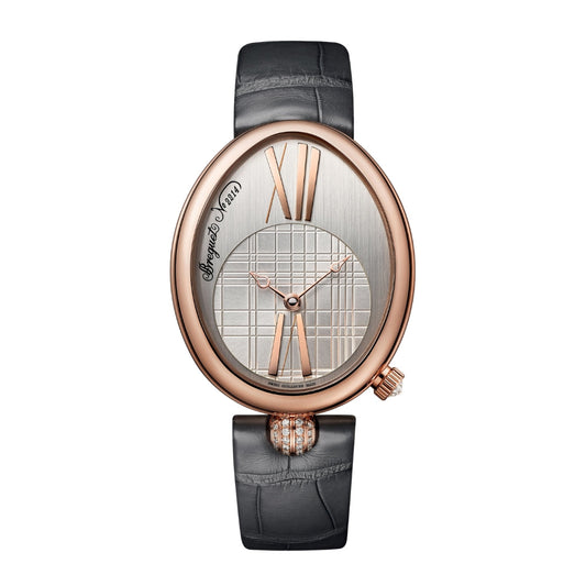 Breguet Reine 43 x 34,95 mm Silver Dial with Diamonds 18k Rose Gold Black Leather Strap 8968BR/11/986/0D00