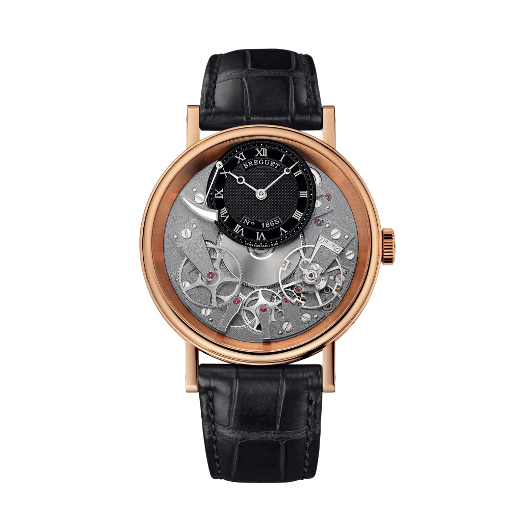 Breguet Tradition 40 mm Black Dial 18k Rose Gold Black Leather Strap 7057BR/G9/9W6