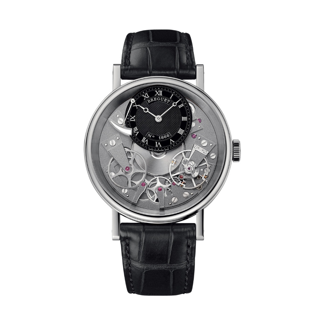 Breguet Tradition 40 mm Black Dial White Gold Black Leather Strap 7057BB/G9/9W6