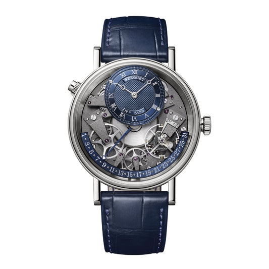 Breguet Tradition 40 mm Blue Dial White Gold Blue Leather Strap 7597BB/GY/9WU