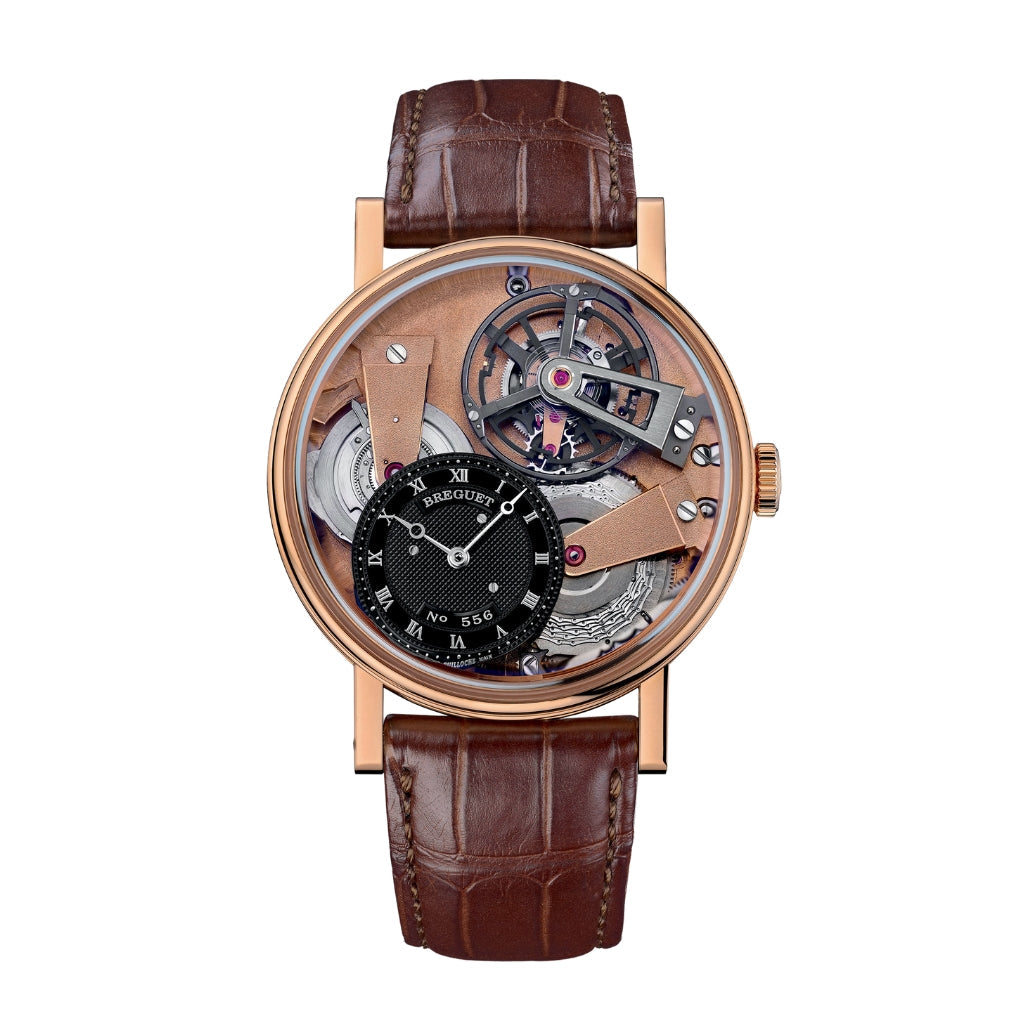 Breguet Tradition 41 mm Black Dial 18k Rose Gold Brown Leather Strap 7047BR/R9/9ZU
