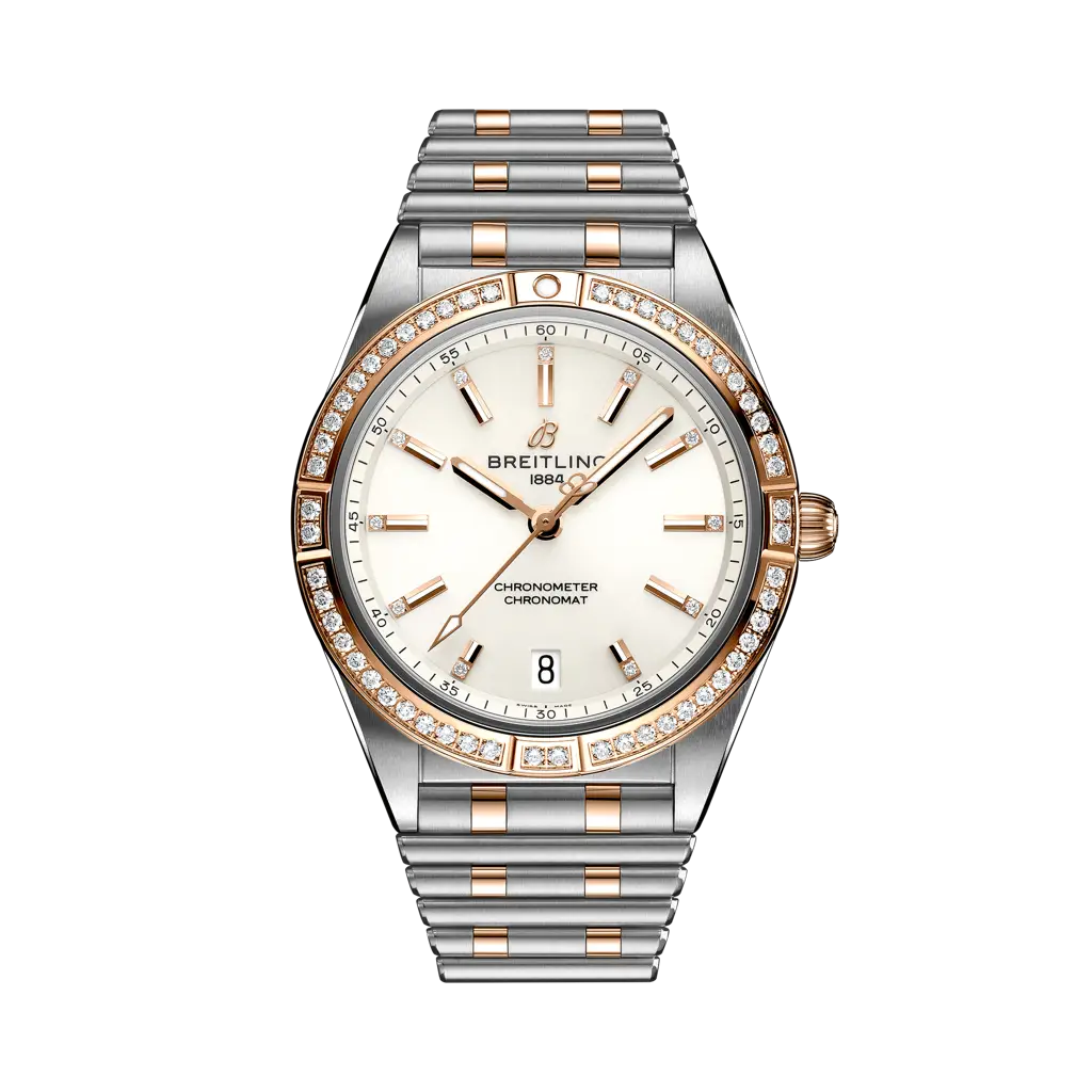 Breitling Chronomat Automatic 36 mm White Dial Stainless Steel & 18K Red Gold (Gem-Set) Bracelet U10380591A1U1